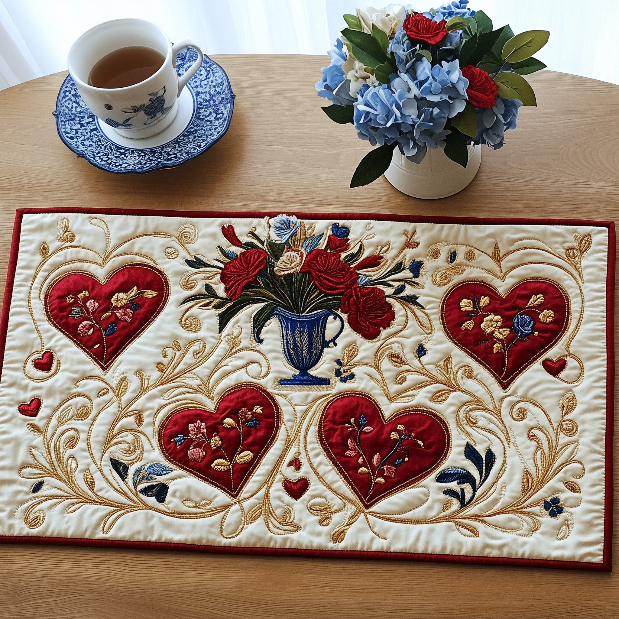 Love In Bloom Quilted Placemat Unique Home Decor First Valentine Gift For Boyfriend