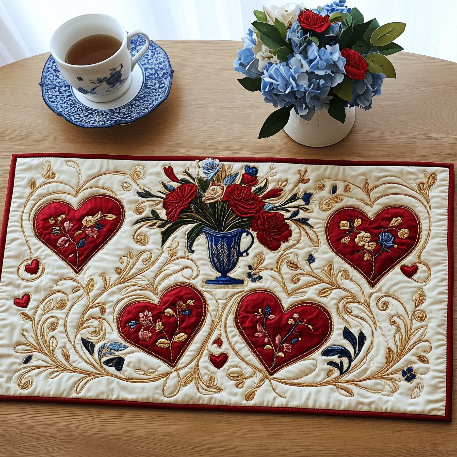 Love In Bloom Quilted Placemat Unique Home Decor First Valentine Gift For Boyfriend