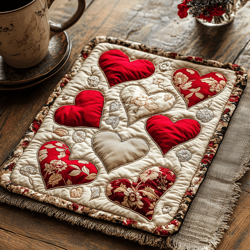 Loving Layers Quilted Placemat Aesthetic Home Decor Valentines Gifts Idea For Her