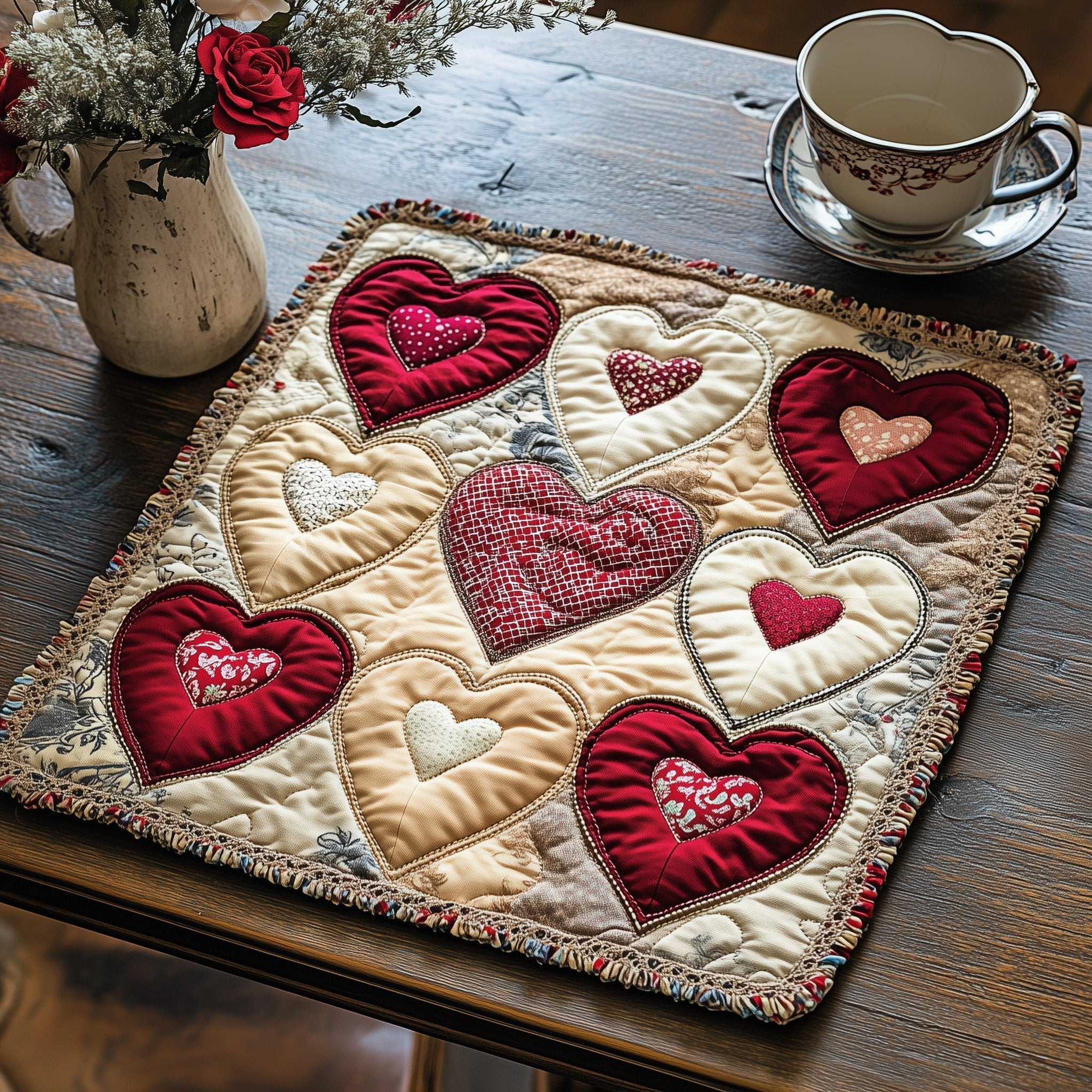 The Love Within Quilted Placemat Cozy Living Decor Valentines Gifts For Husband