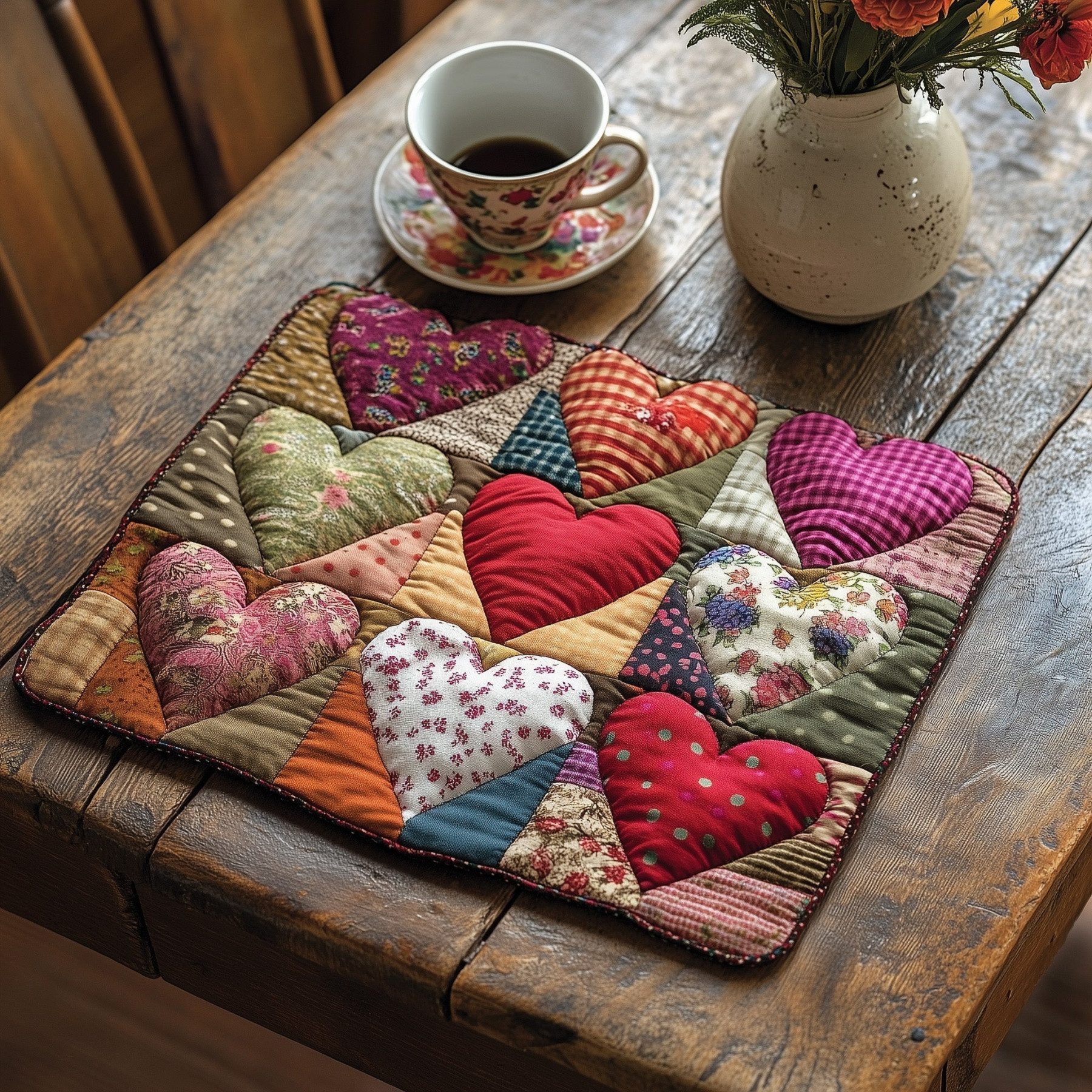 The Love Within Quilted Placemat Unique Home Decor First Valentine Gift For Girlfriend