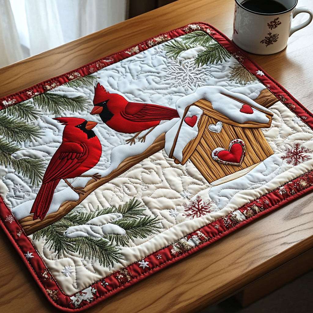 Winter Birdhouse Quilted Placemat Home Decor Ideas Valentine’s Day Gifts For Her