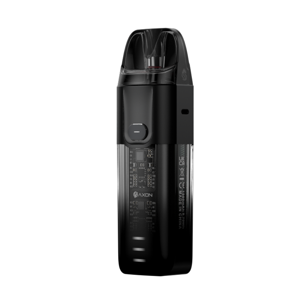 VAPORESSO LUXE X pod system in black, AXON chip, transparent pod, compact DTL design