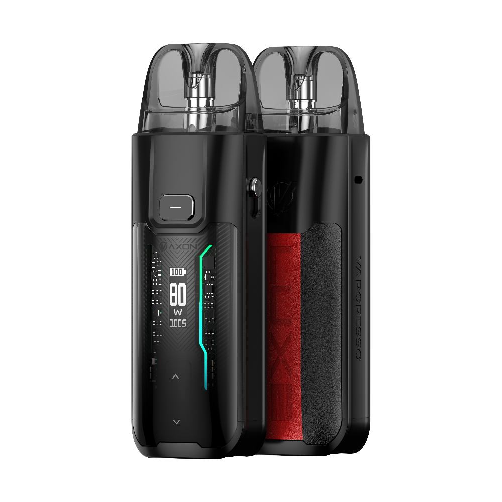 VAPORESSO LUXE XR MAX pod mod in black with digital display, 80W output and AXON chip