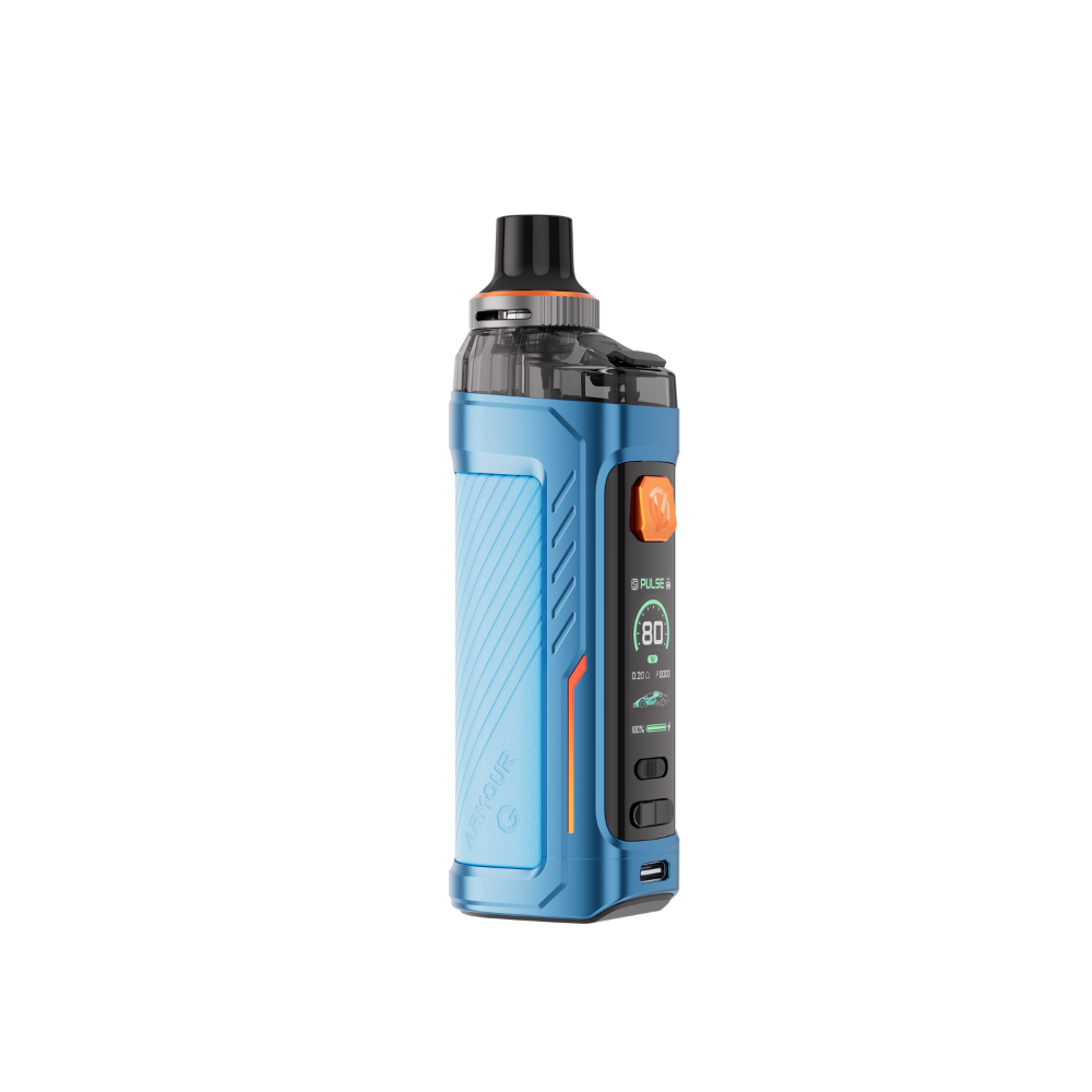 VAPORESSO ARMOUR G vape device in blue with 80W power display