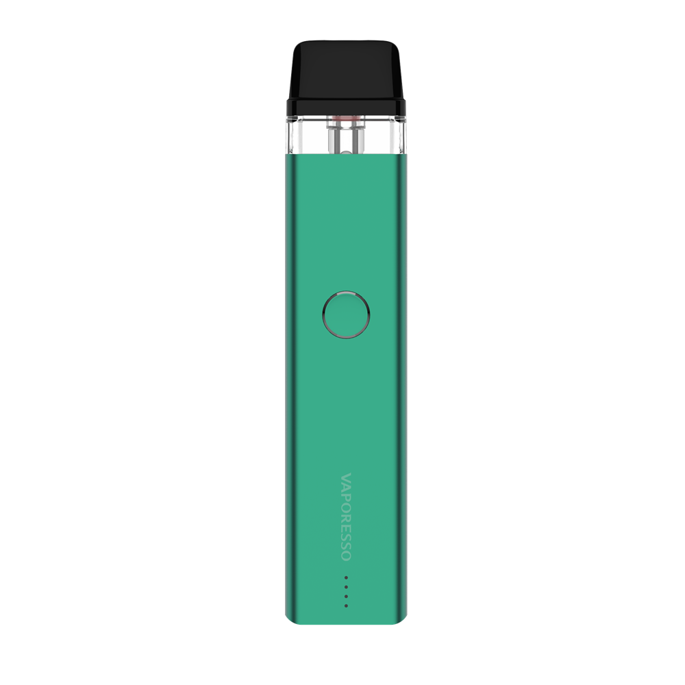 VAPORESSO XROS 2 teal vape device with button and logo, compact and stylish