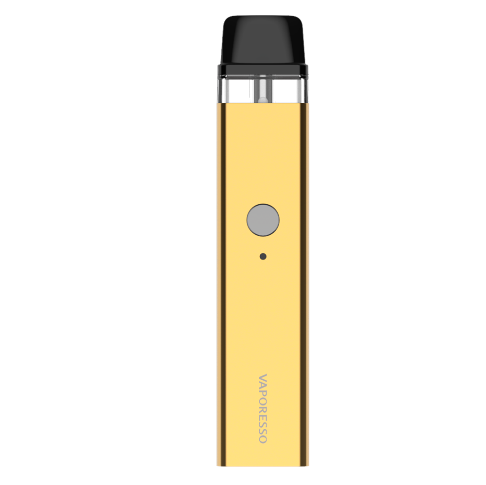 VAPORESSO XROS vape in gold finish with brand logo and button