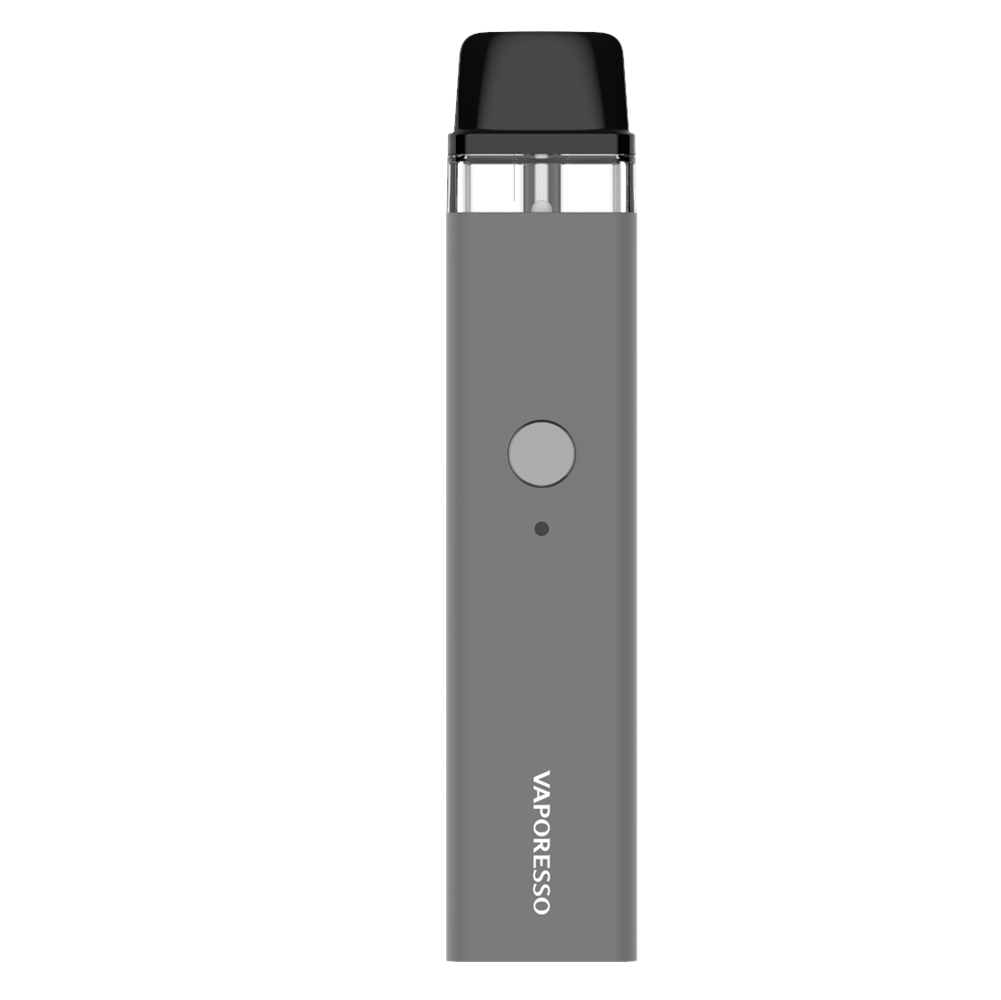 Vaporesso XROS vape device in graphite finish, featuring brand logo and transparent pod