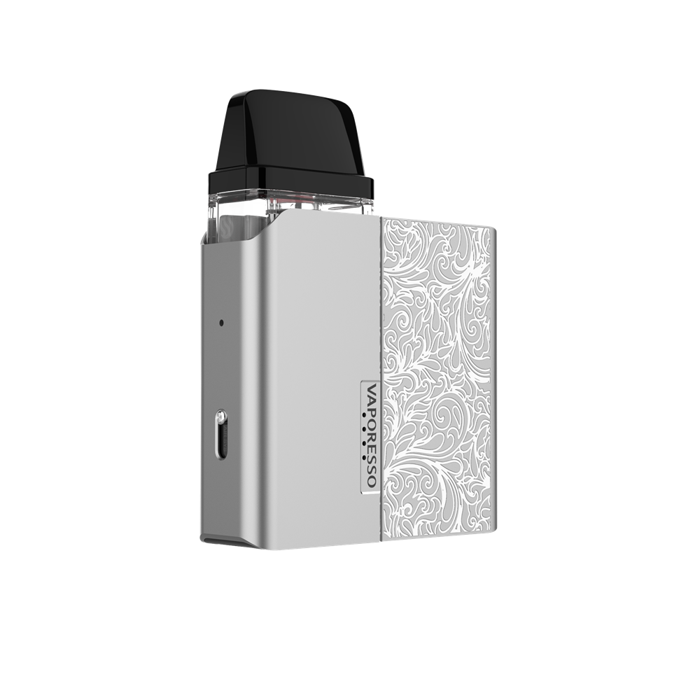 VAPORESSO XROS Nano vape device in silver with floral pattern