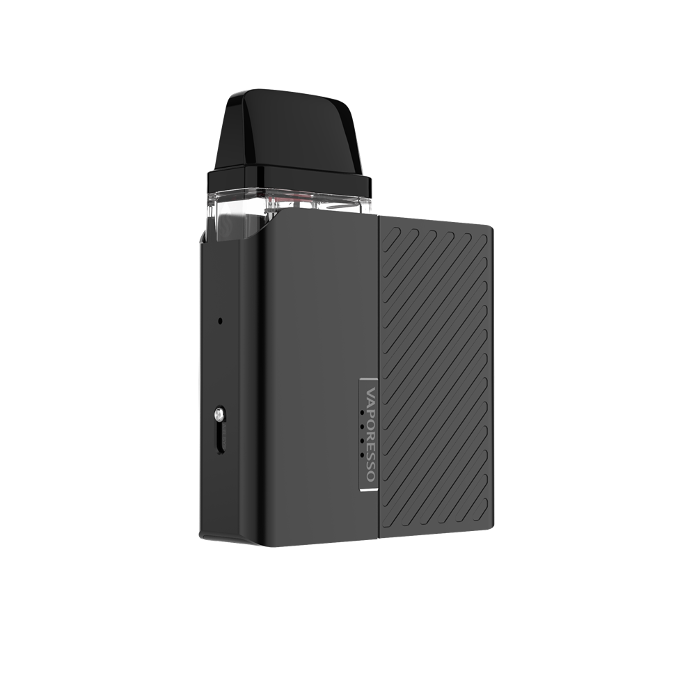 VAPORESSO XROS Nano in Black. Stylish vape device featuring the VAPORESSO logo and a compact design.