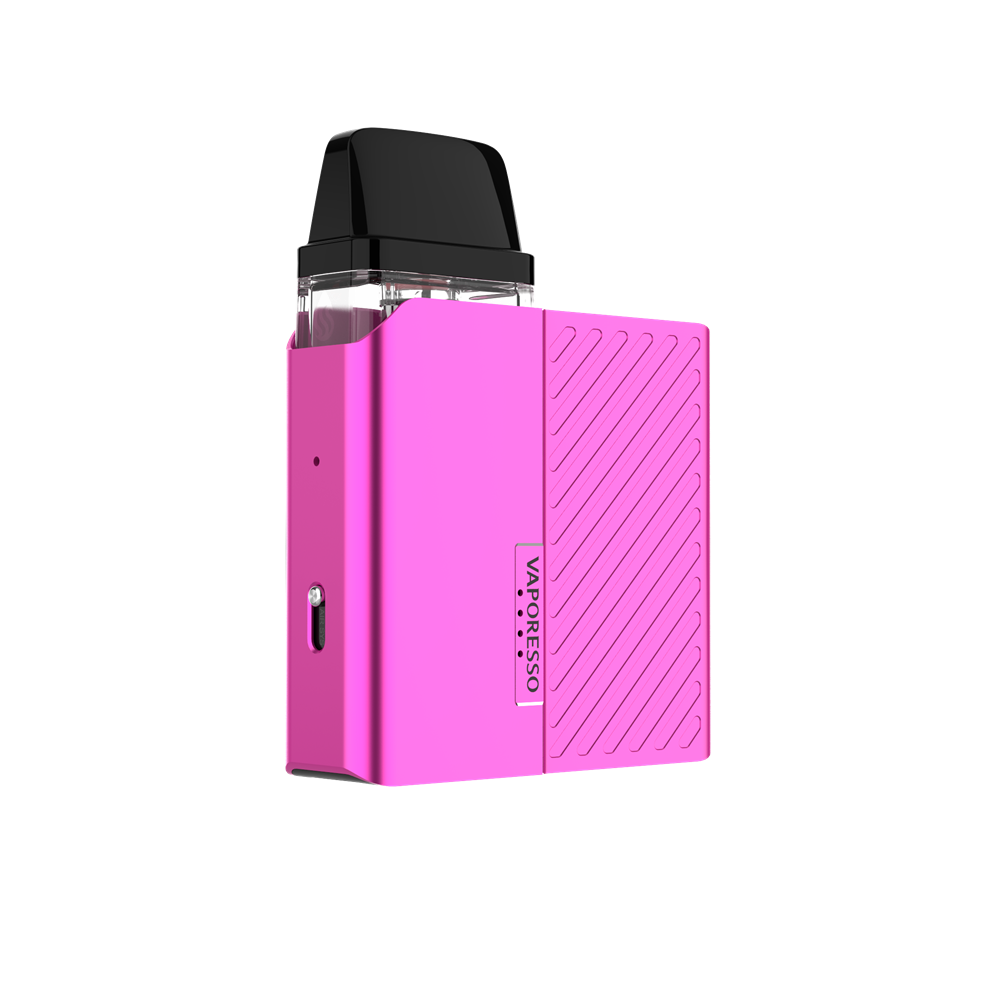 VAPORESSO XROS Nano vape in pink. Compact and stylish design, featuring the VAPORESSO logo.