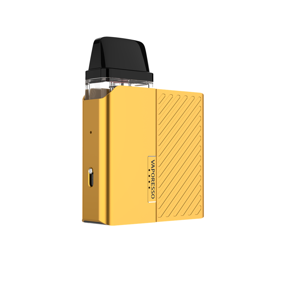 VAPORESSO XROS Nano vape in gold. Compact design with the VAPORESSO logo.