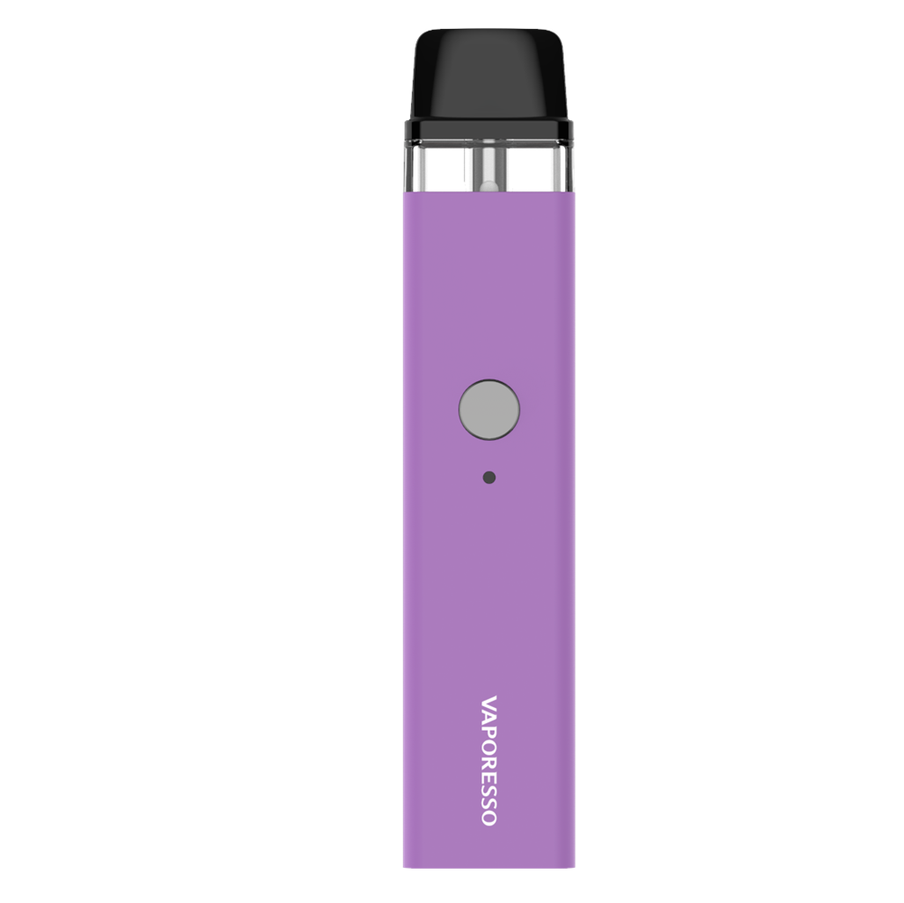 VAPORESSO XROS vape in lavender. Featuring brand logo, button, and indicator light for easy use