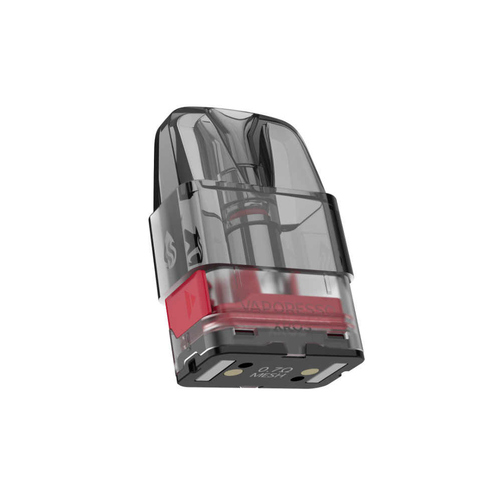VAPORESSO XROS 0.7惟 Mesh Pod - Clear tank with red accent, ideal for flavorful vaping experience.