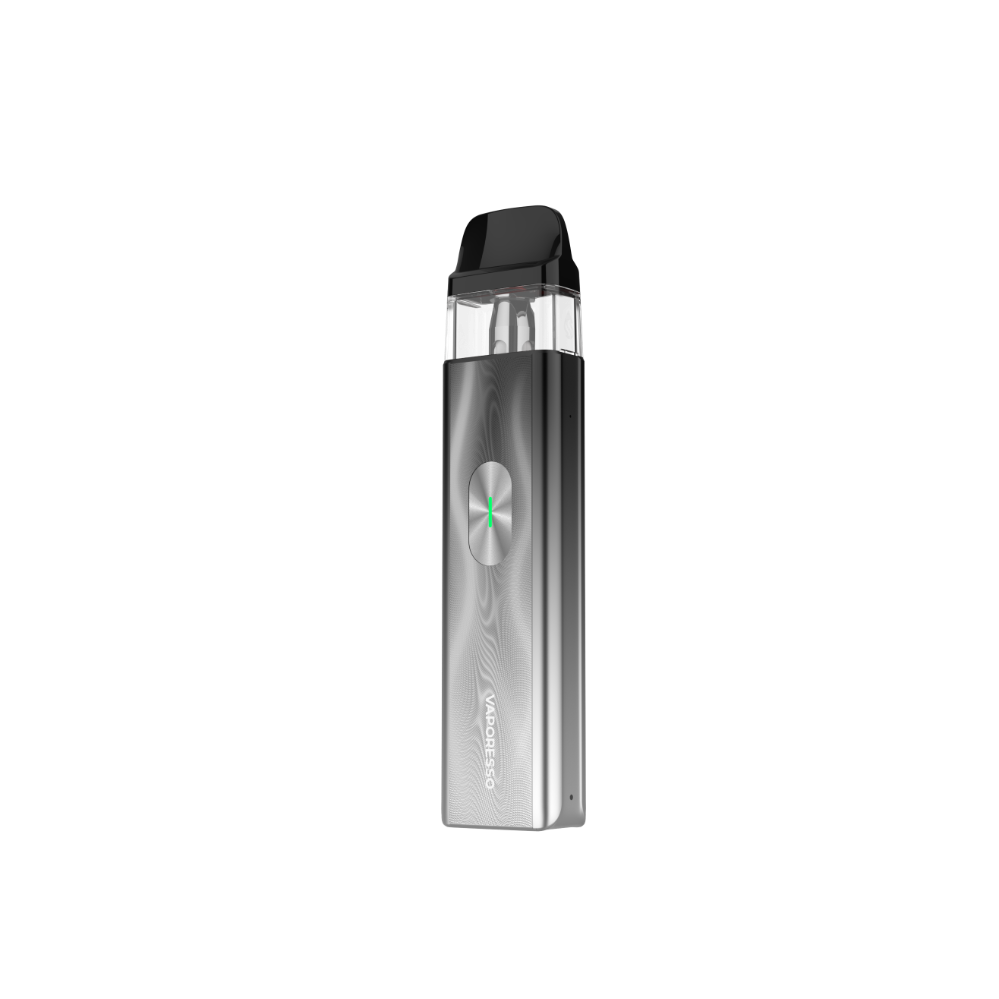 VAPORESSO XROS 4 Mini silver vape device, compact and stylish design