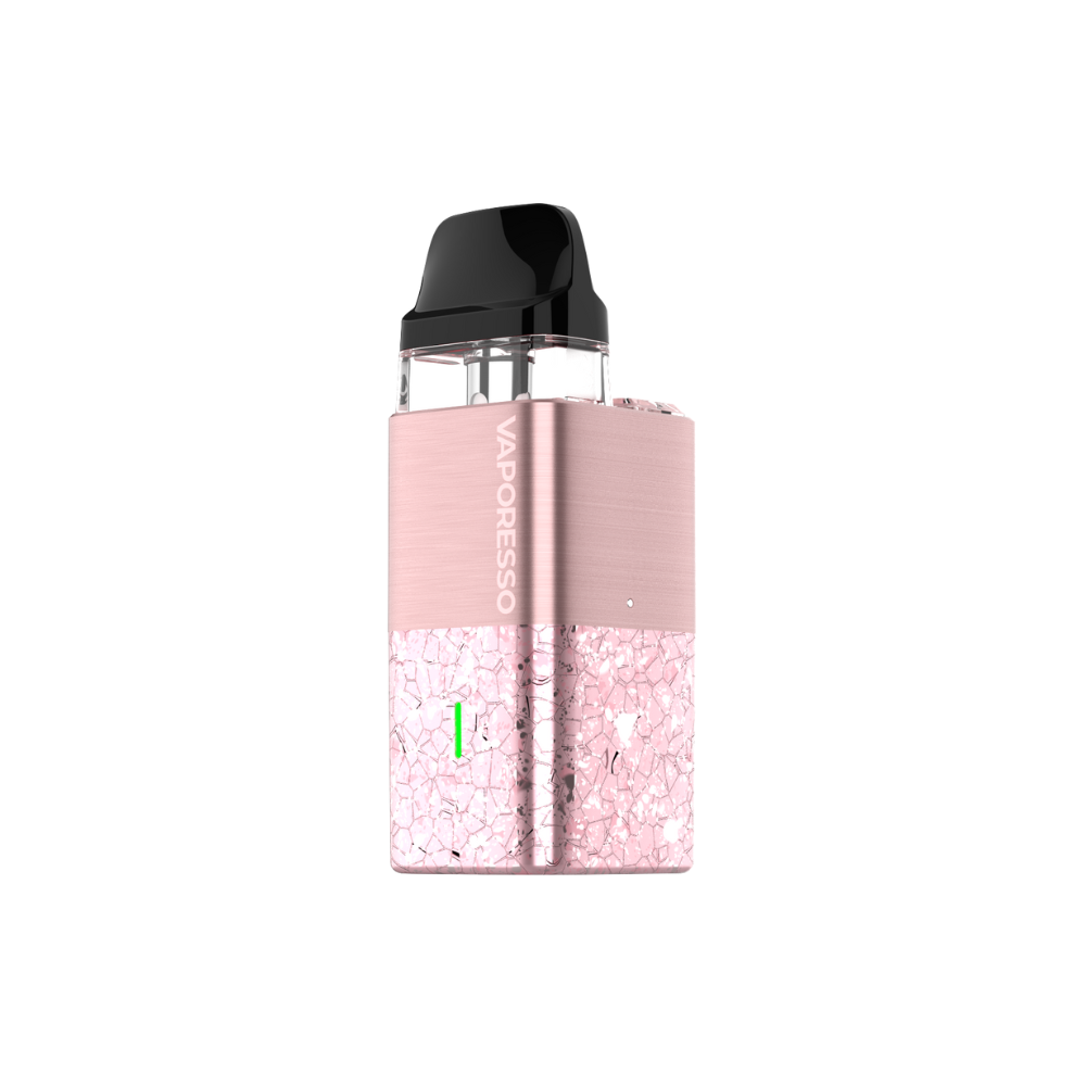 VAPORESSO XROS Cube vape device in rose pink, with a stylish design and COREX technology.