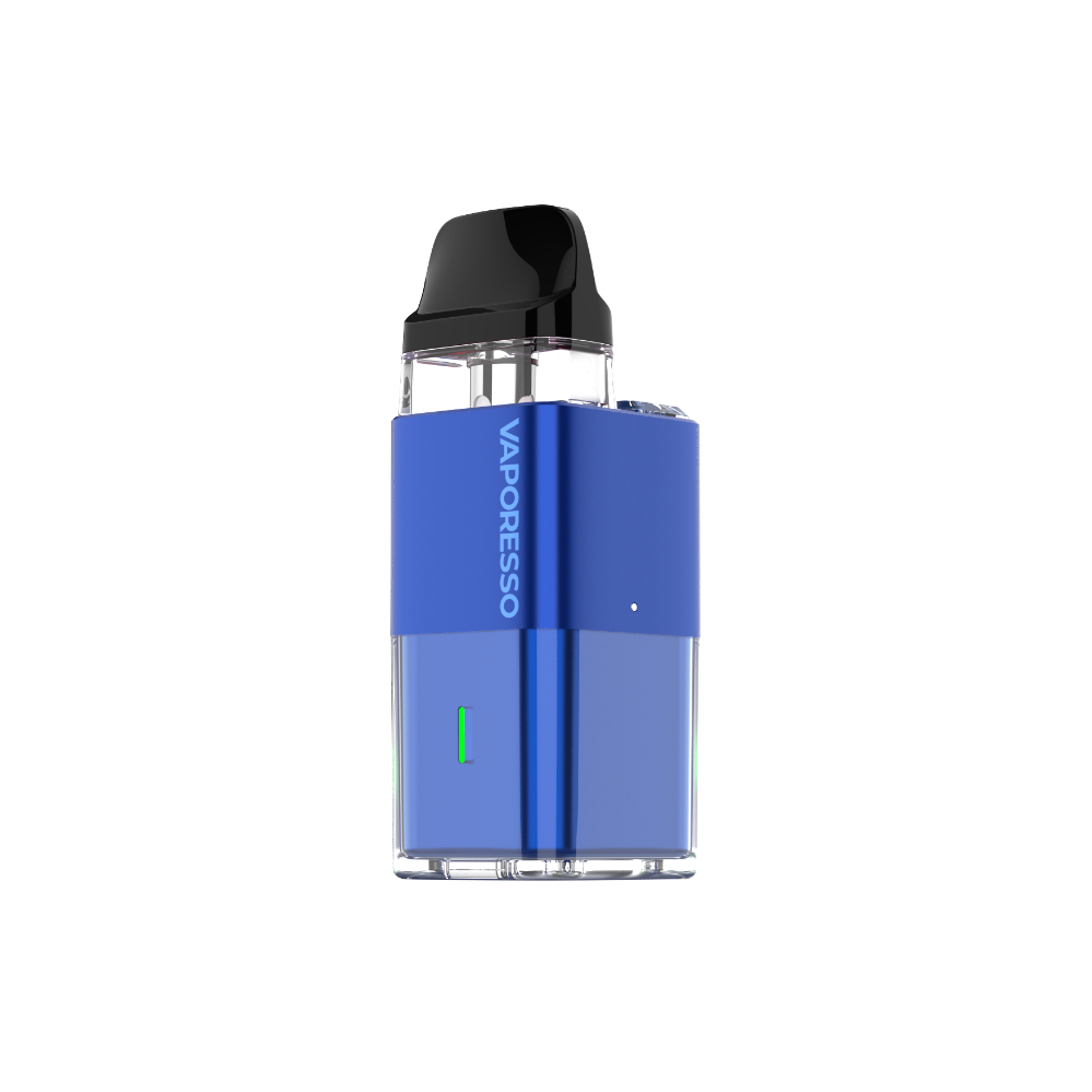 VAPORESSO XROS Cube in blue. Compact MTL vape device with adjustable airflow and COREX technology.