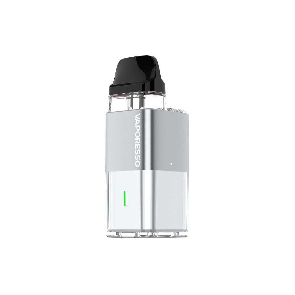 VAPORESSO XROS Cube silver MTL vape device with black mouthpiece