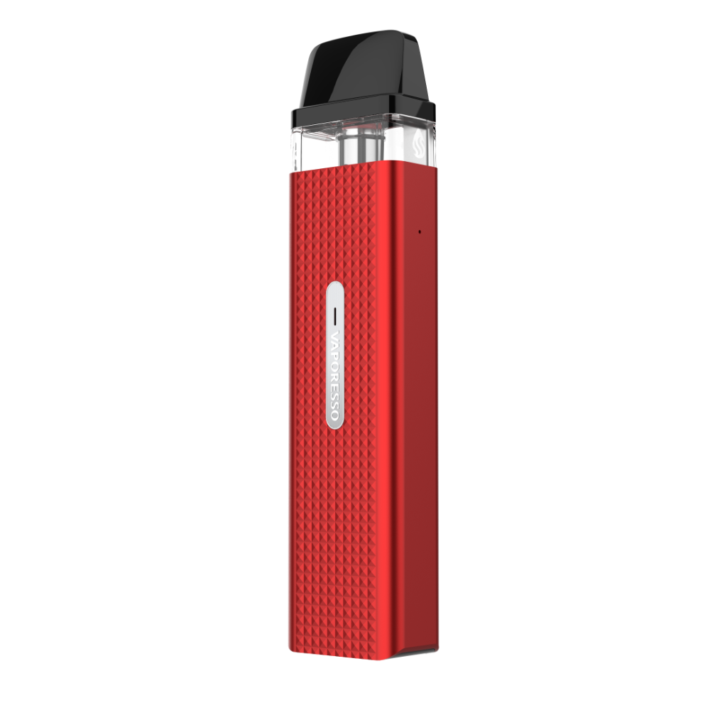 Vaporesso XROS Mini vape device in red with diamond pattern, featuring the VAPORESSO logo