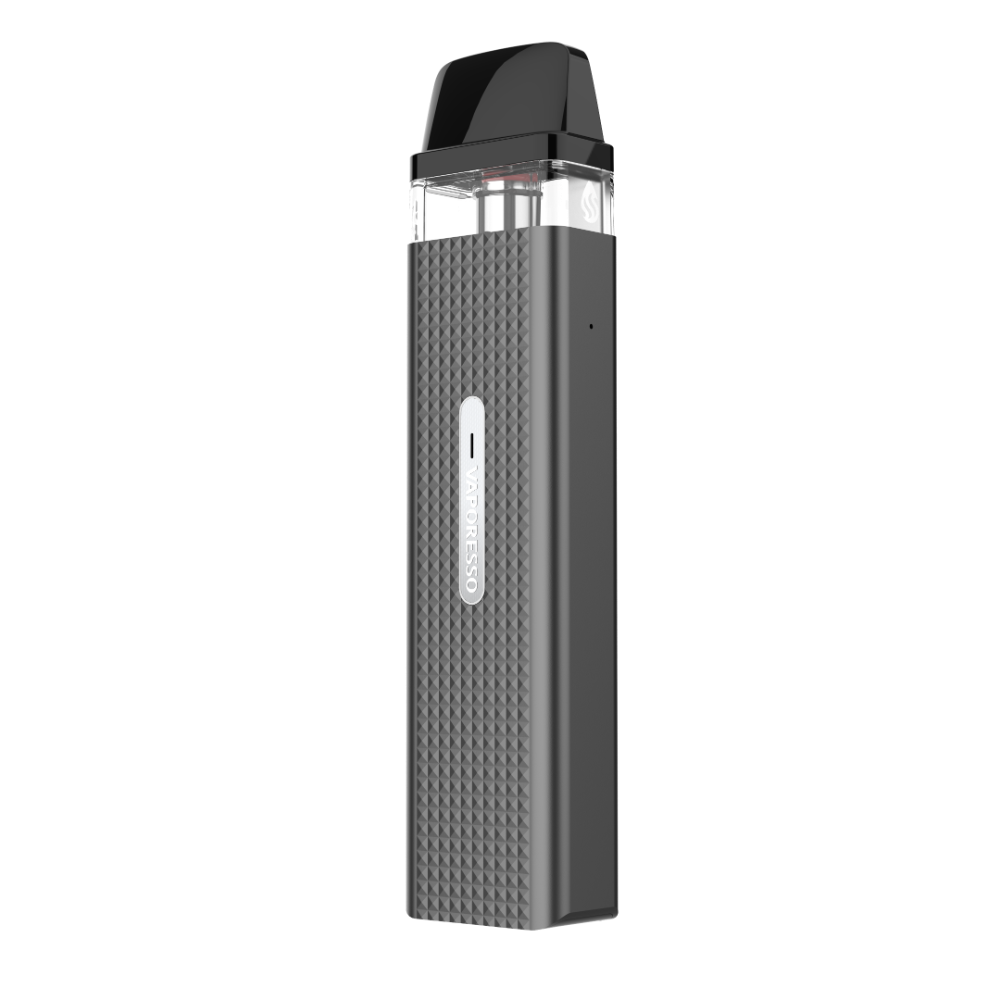 Vaporesso XROS Mini vape device in dark grey with diamond pattern, Vaporesso logo