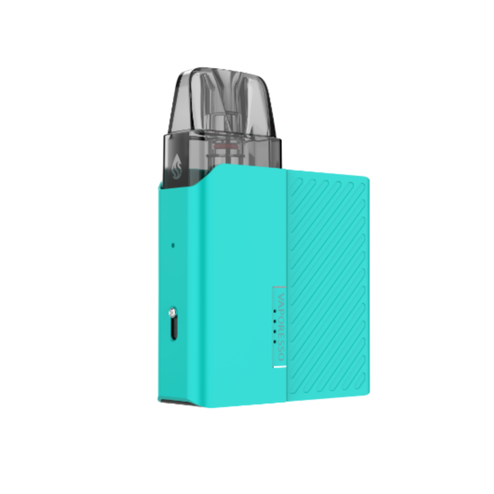 Teal VAPORESSO XROS Nano vape. Stylish design, compact, featuring brand logo and MTL vaping.