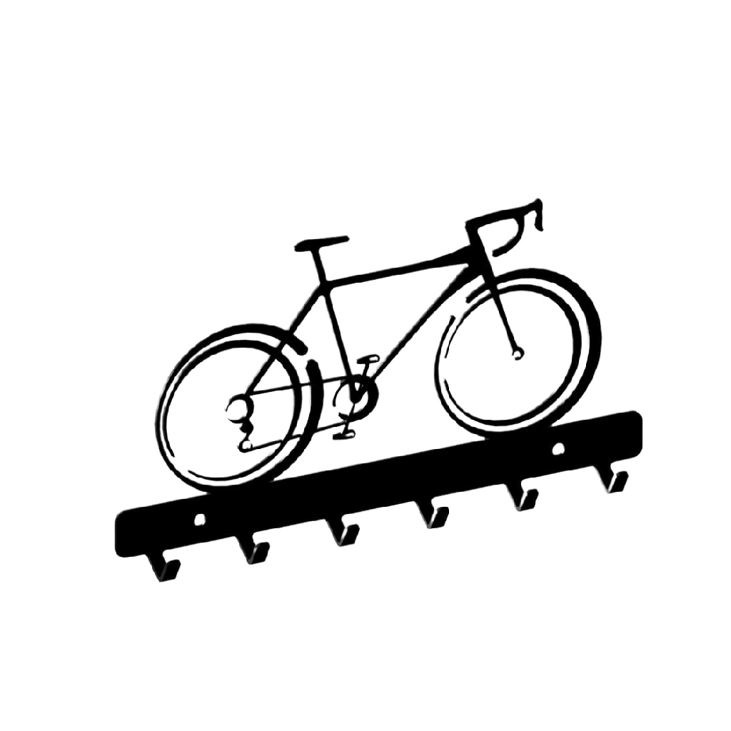 Perchero de pared decorativo de metal negro con diseño de bicicleta y 5 ganchos-christinetaylor.shop