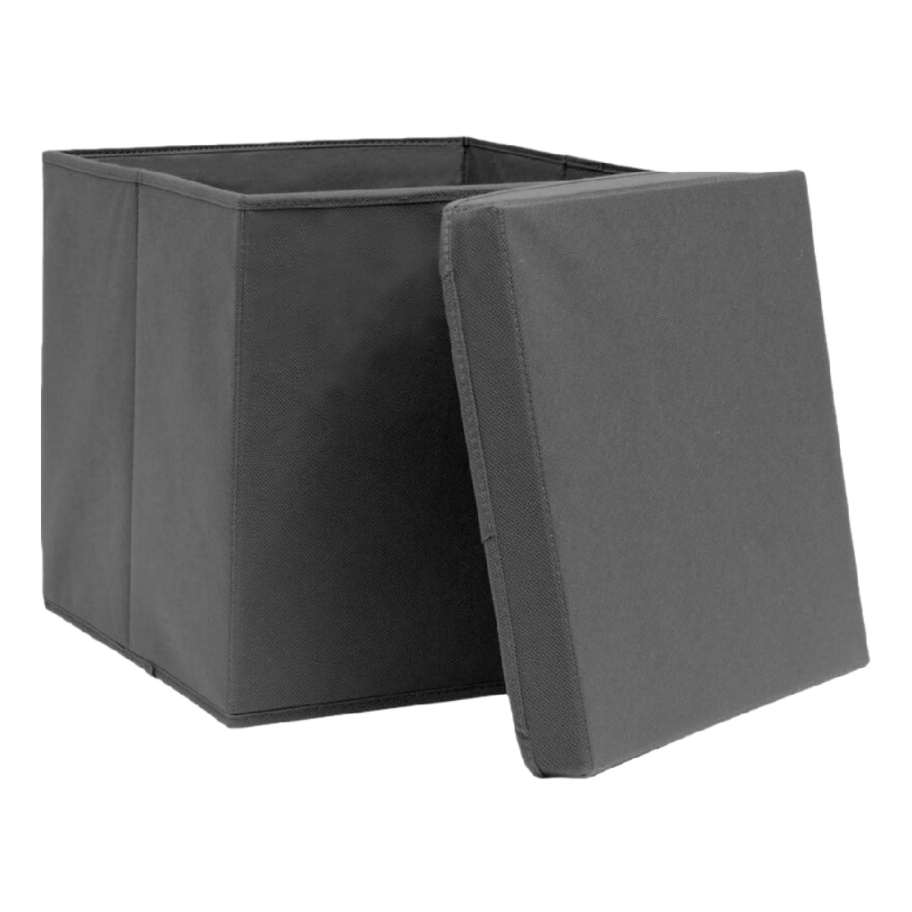Caja de almacenamiento de tela plegable con tapa, gris-christinetaylor.shop