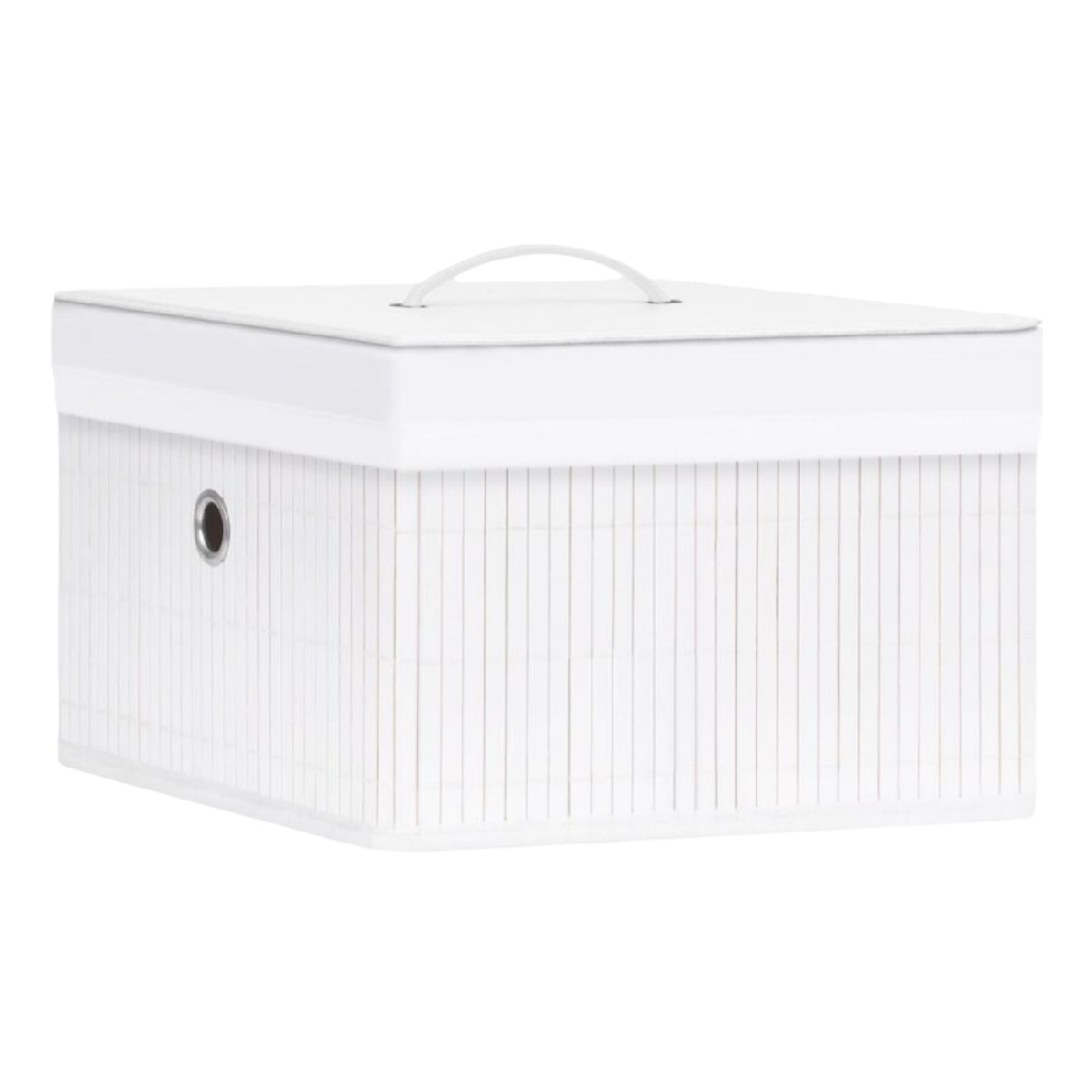 Caja de almacenamiento de tela con tapa y manija, color blanco-christinetaylor.shop