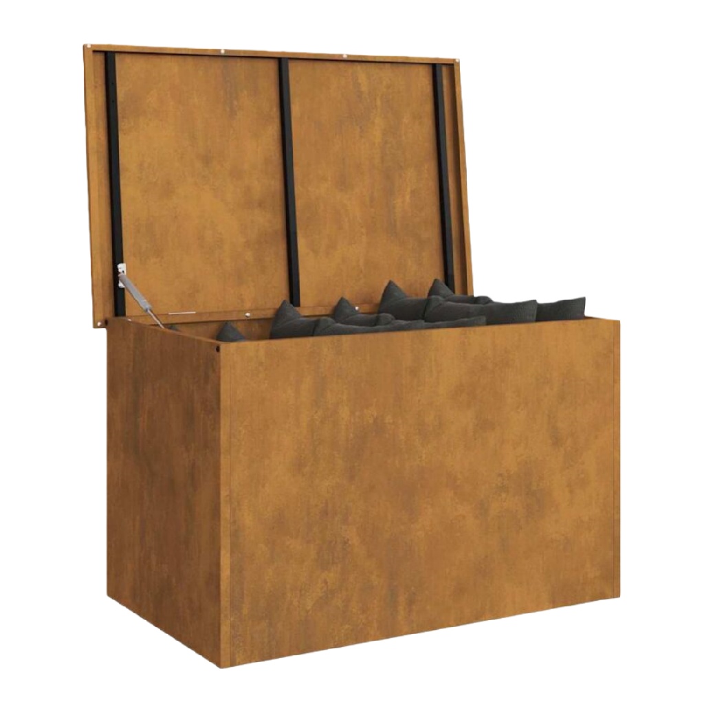 Caja de almacenamiento con tapa abatible, acabado marrón y cojines interiores-christinetaylor.shop