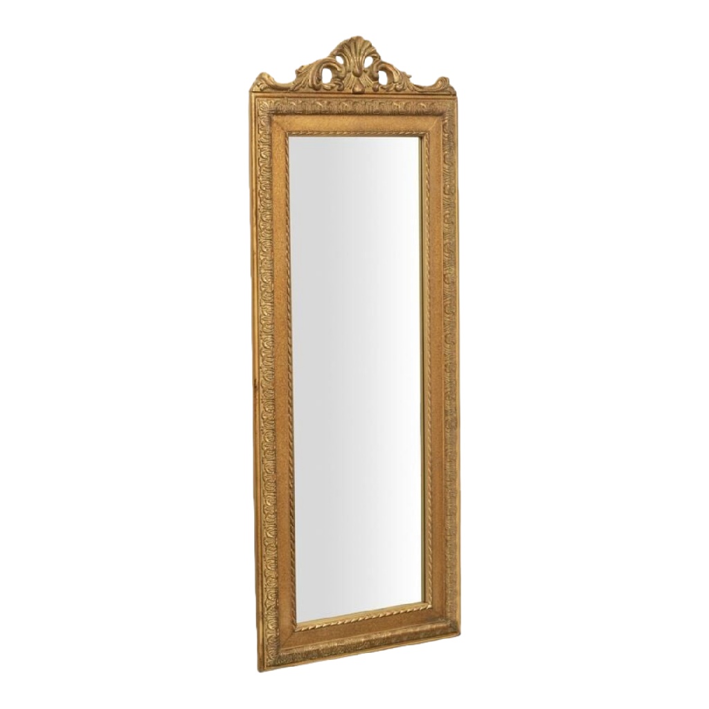 Espejo de pared rectangular con marco dorado tallado-christinetaylor.shop