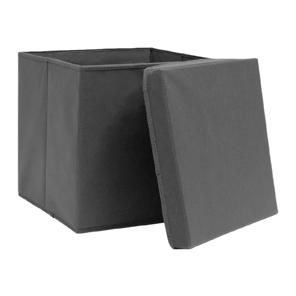 Caja de Almacenamiento de Tela Gris con Tapa-christinetaylor.shop