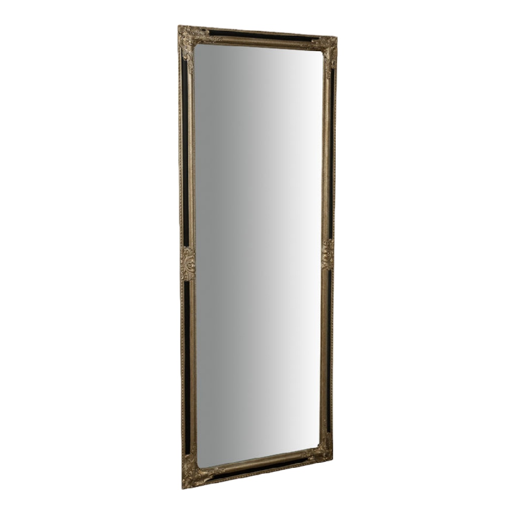 Espejo decorativo alto rectangular estilo clásico, marco estrecho tallado bronce envejecido, para pared-christinetaylor.shop