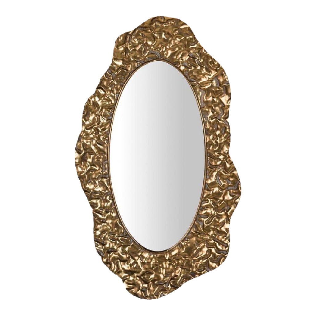 Espejo Ovalado con Marco Texturizado Dorado-christinetaylor.shop