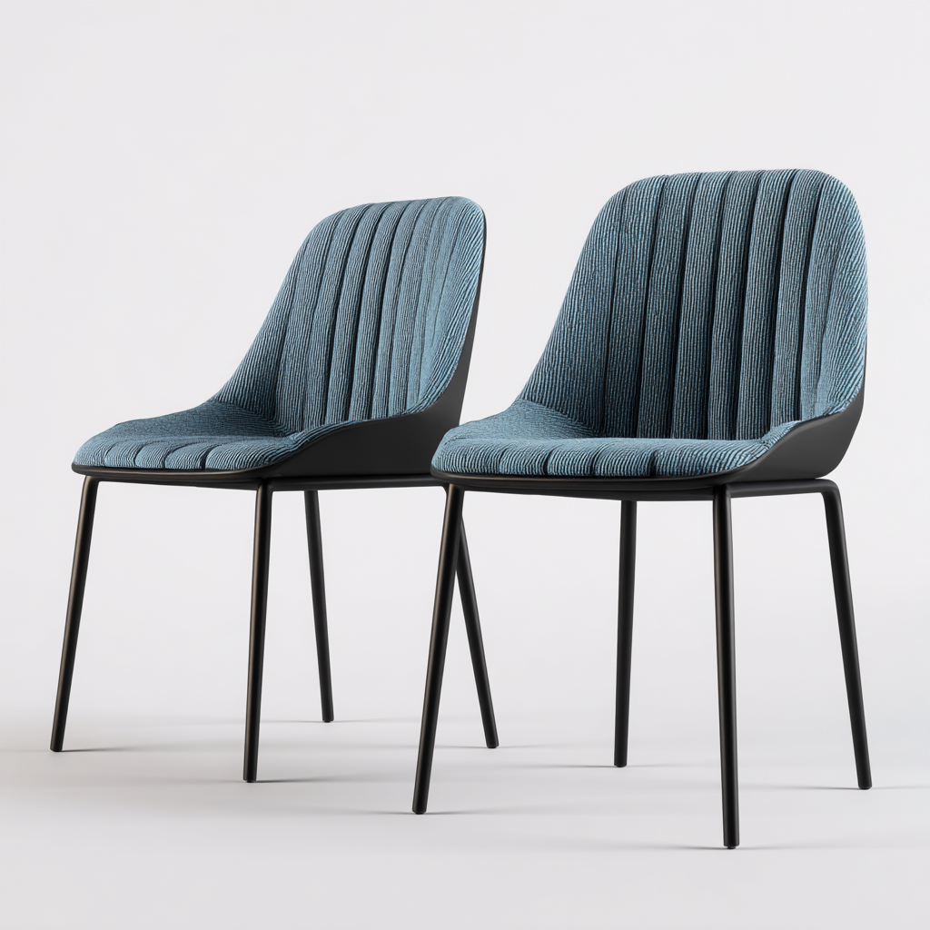 Sedia Da Pranzo In Tessuto 48X54X82 Cm Blu Con Gambe In Metallo Per Sala Da Pranzo - Design Moderno-Nichesta