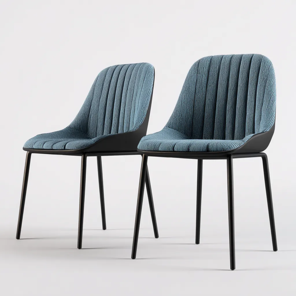 Sedia Da Pranzo In Tessuto 48X54X82 Cm Blu Con Gambe In Metallo Per Sala Da Pranzo - Design Moderno-Nichesta