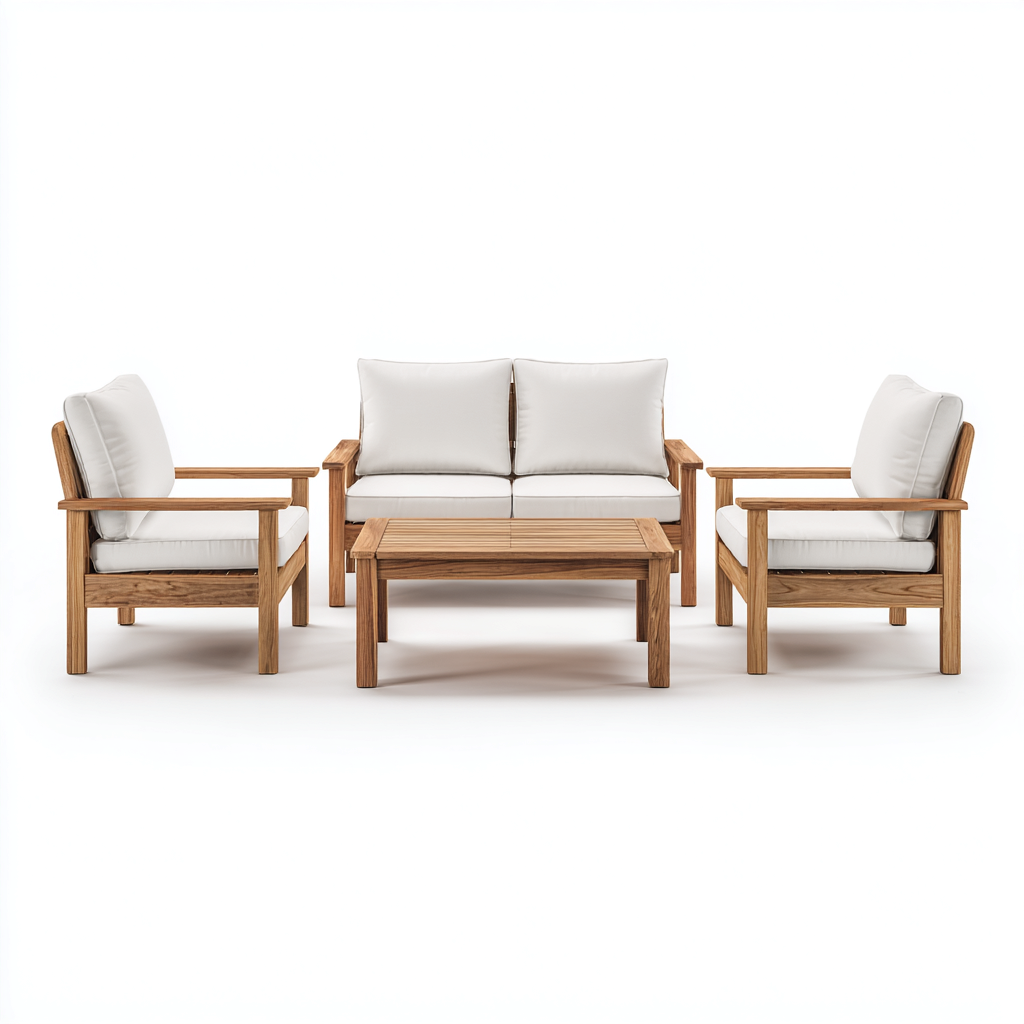 Divani Da Esterno Set 3 Pezzi Legno 150x80x85 Cm Legno-Bianco Uso Esterno Stile Moderno-Nichesta