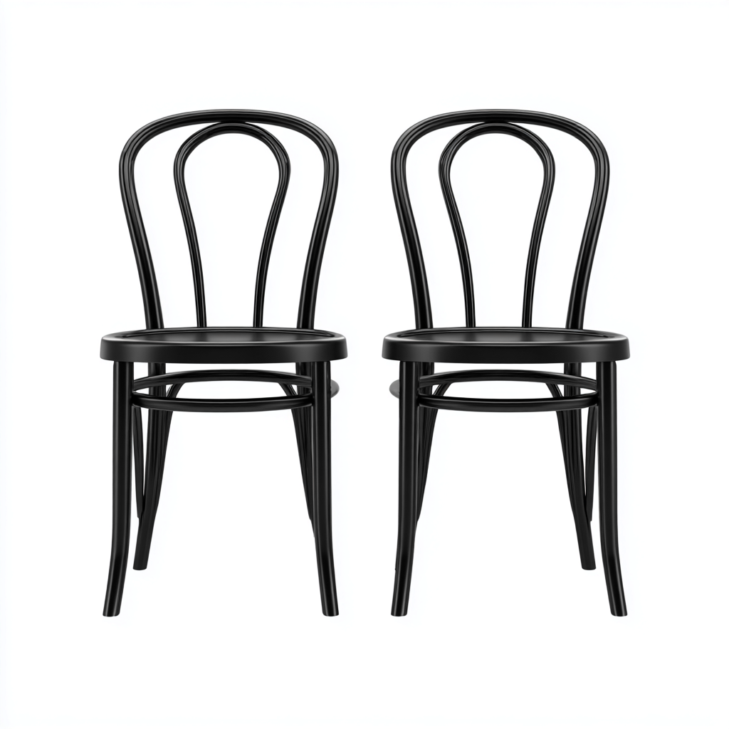 Sedia Da Pranzo In Legno Curvato 45X40X88 Cm Nero Per Sala Da Pranzo - Design Classico-Nichesta