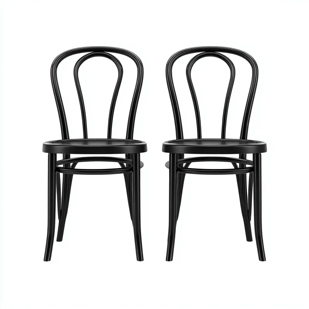 Sedia Da Pranzo In Legno Curvato 45X40X88 Cm Nero Per Sala Da Pranzo - Design Classico-Nichesta