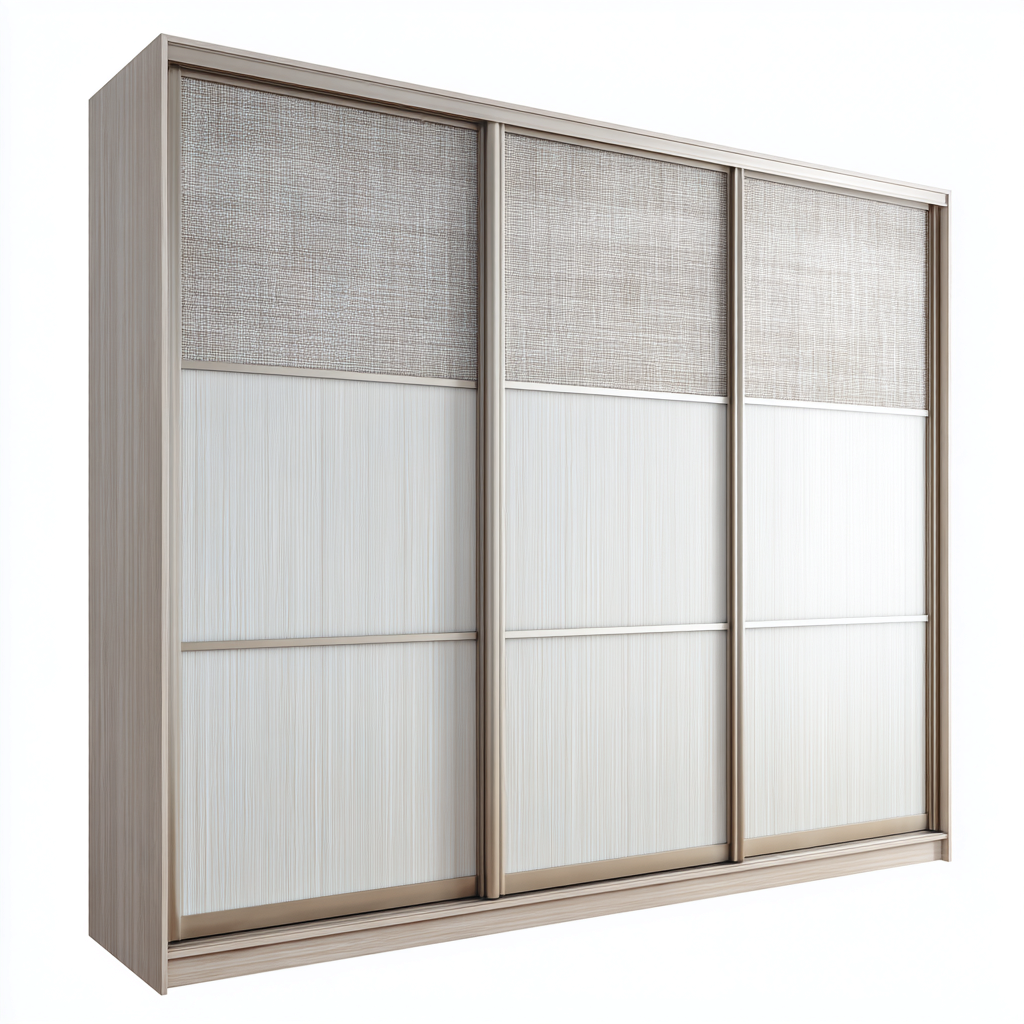 Armadio Scorrevole A 3 Ante In Legno Composito 240X65X220 Cm - Beige-Bianco - Stile Moderno-Nichesta