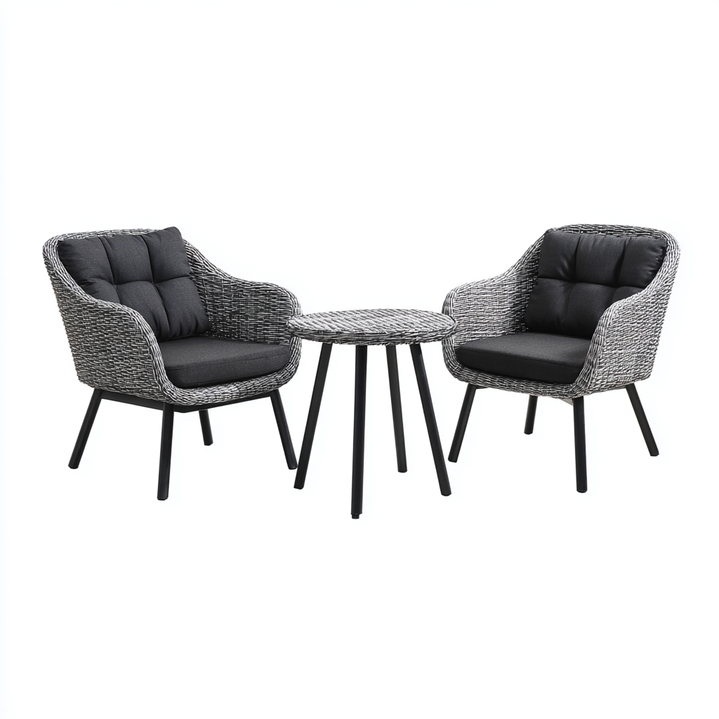 Divani Da Esterno Set 2 Poltrone Rattan Sintetico 70X65X82 Cm Grigio-Nero Uso Esterno Stile Moderno-Nichesta