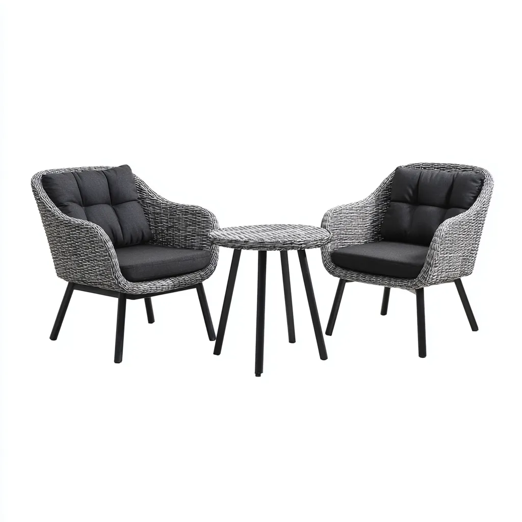 Divani Da Esterno Set 2 Poltrone Rattan Sintetico 70X65X82 Cm Grigio-Nero Uso Esterno Stile Moderno-Nichesta