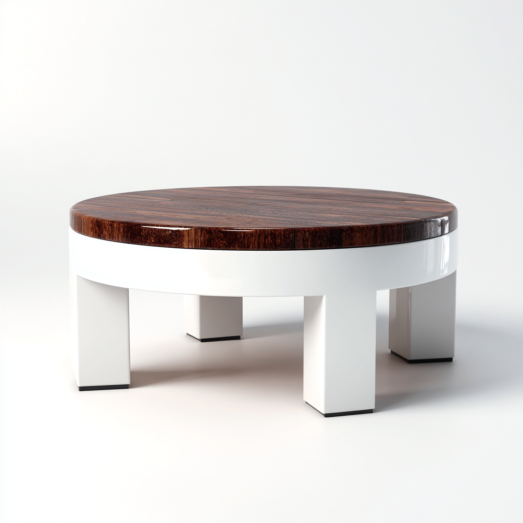 Tavolo Da Pranzo Rotondo In Legno 130X130X78 Cm - Marrone-Bianco - Stile Moderno-Nichesta