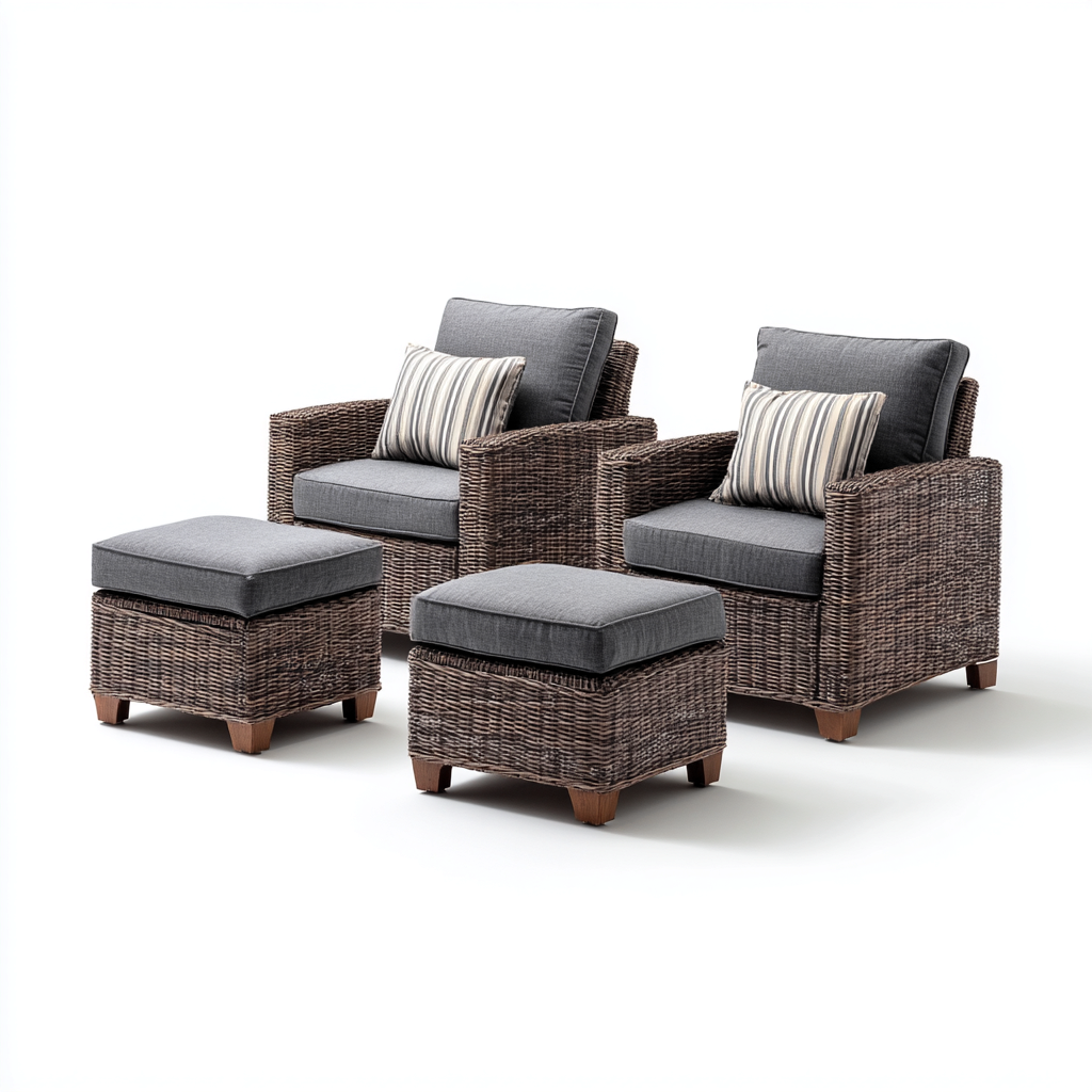 Divani Da Esterno Set 4 Pezzi Rattan Sintetico 80X85X95 Cm Marrone-Grigio Uso Esterno Stile Moderno-Nichesta