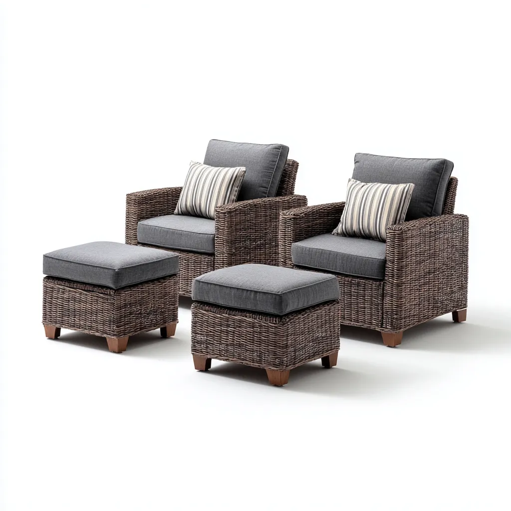 Divani Da Esterno Set 4 Pezzi Rattan Sintetico 80X85X95 Cm Marrone-Grigio Uso Esterno Stile Moderno-Nichesta