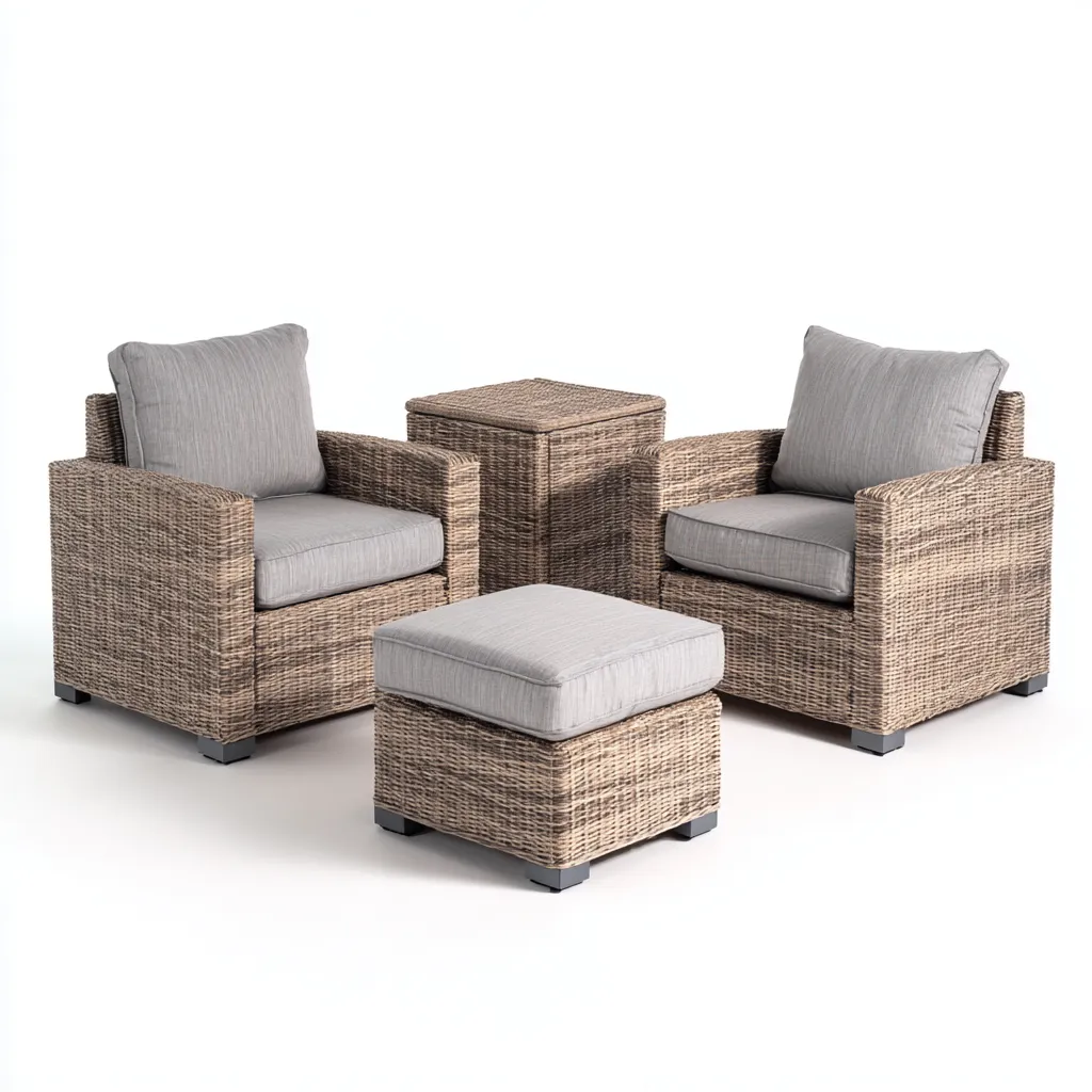 Divani Da Esterno Set 5 Pezzi Rattan 75x80x85 Cm Naturale-Grigio Uso Esterno Stile Moderno-Nichesta