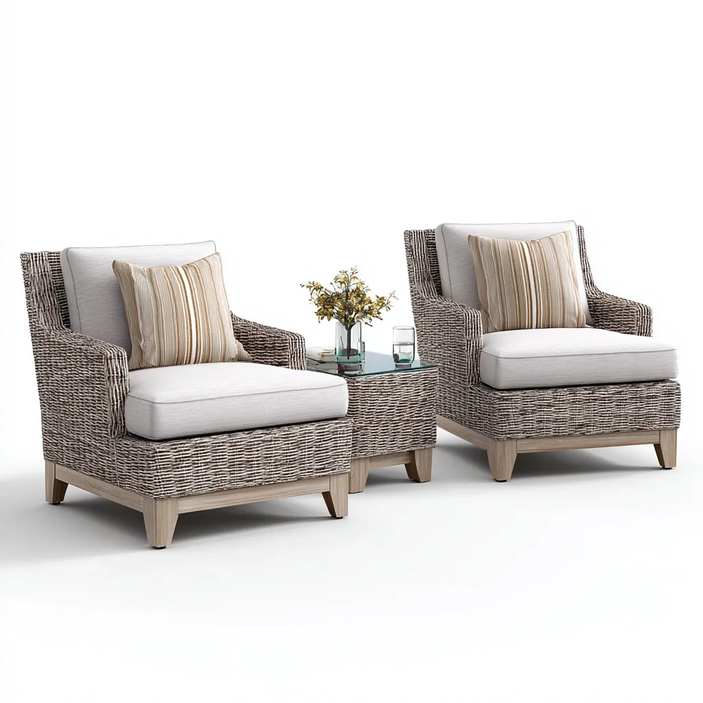Divani Da Esterno Set 2 Poltrone Rattan Sintetico 80X80X85 Cm Grigio-Beige Uso Esterno Stile Moderno-Nichesta