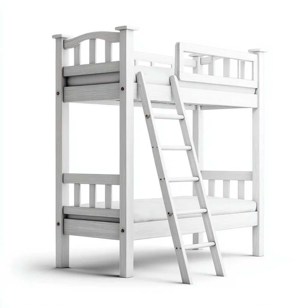 Letti A Castello In Legno 200X100X165 Cm - Bianco - Design Classico-Nichesta