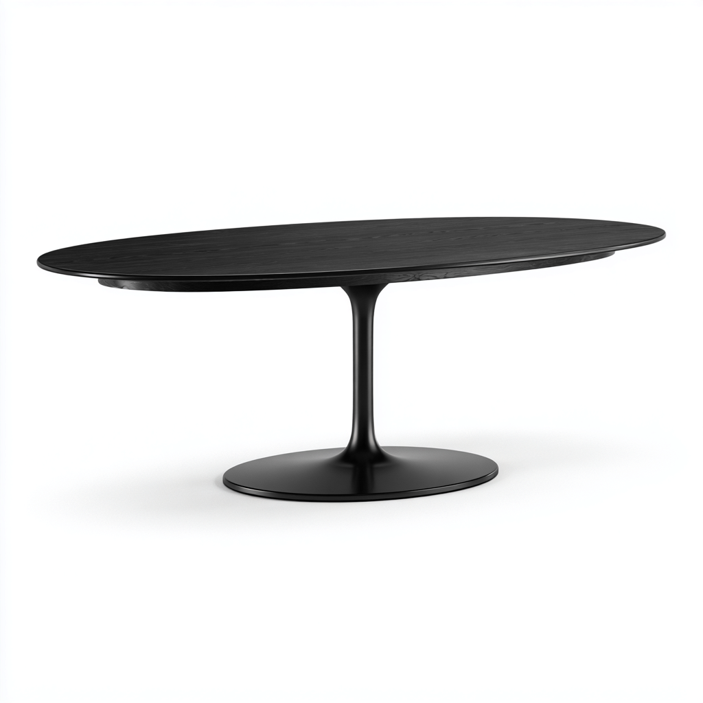 Tavolo Da Pranzo Ovale In Legno E Metallo 180X95X75 Cm - Nero - Stile Moderno-Nichesta