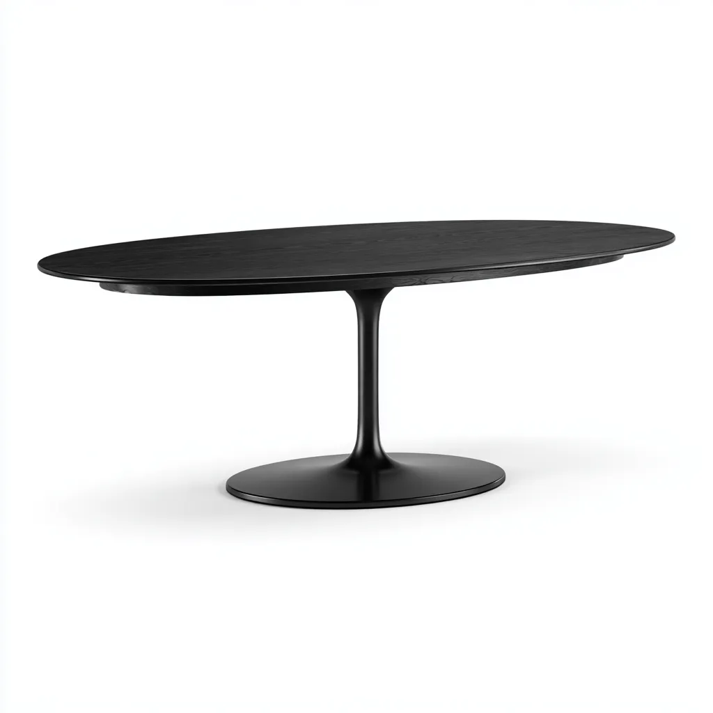 Tavolo Da Pranzo Ovale In Legno E Metallo 180X95X75 Cm - Nero - Stile Moderno-Nichesta