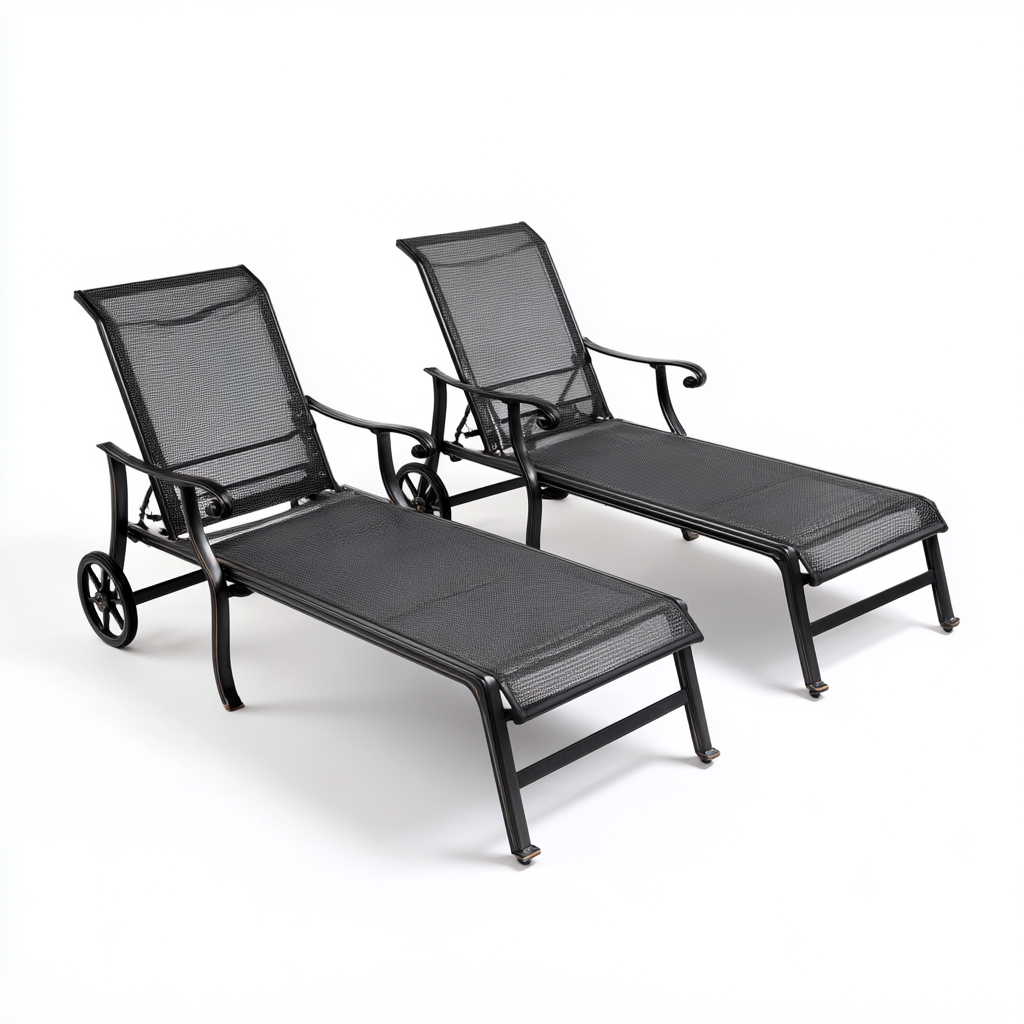 Lettino Da Sole Metallo-Rete 198X66X90 Cm - Nero - Design Classico-Nichesta